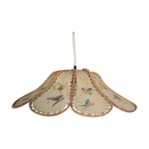 Suspension flower fabric and wood.