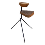 Vintage tripod ashtray with wooden shelf