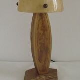 French vintage gold retro resin table lamp with marble effect cone shade.