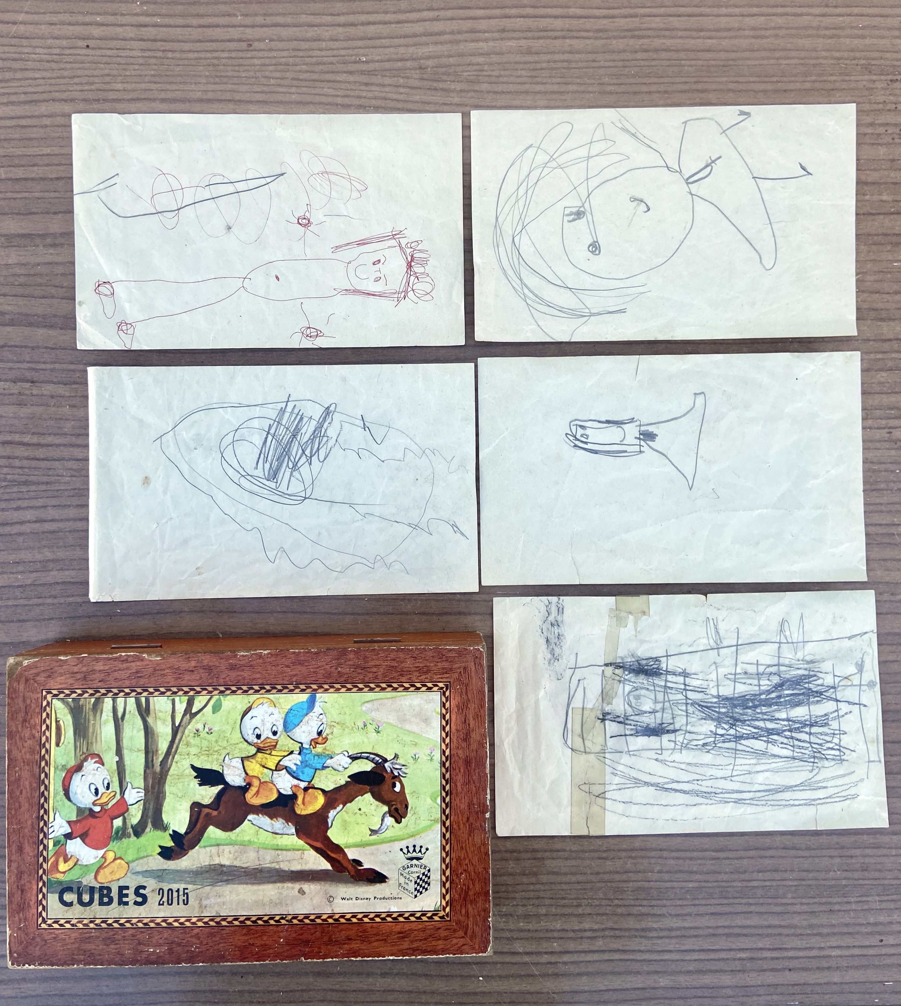 Disney Antique toy, cube puzzle - 12 pieces in their wooden case - Garnier Cornil