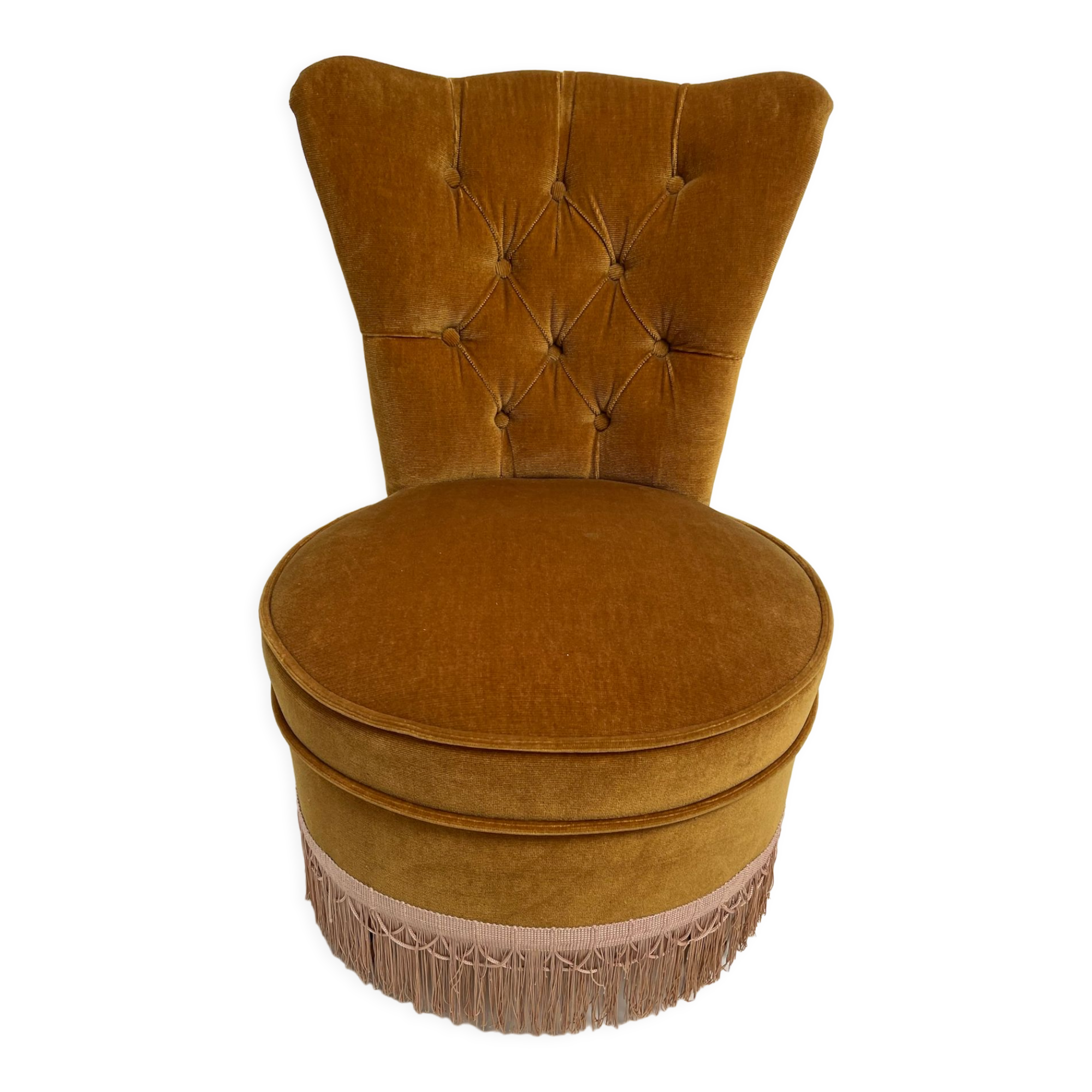 Vintage toad armchair with fringe 50s