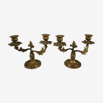 Pair of gilded bronze chandeliers