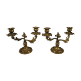Pair of gilded bronze chandeliers