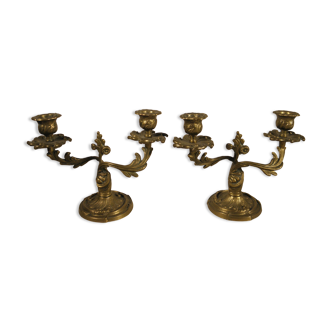 Pair of gilded bronze chandeliers