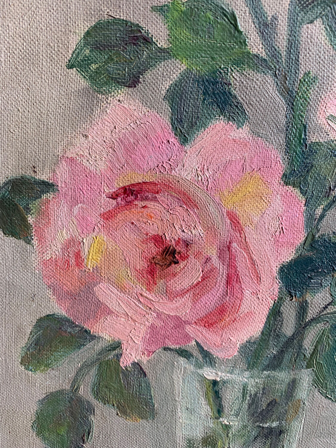 Oil on canvas bouquet of roses