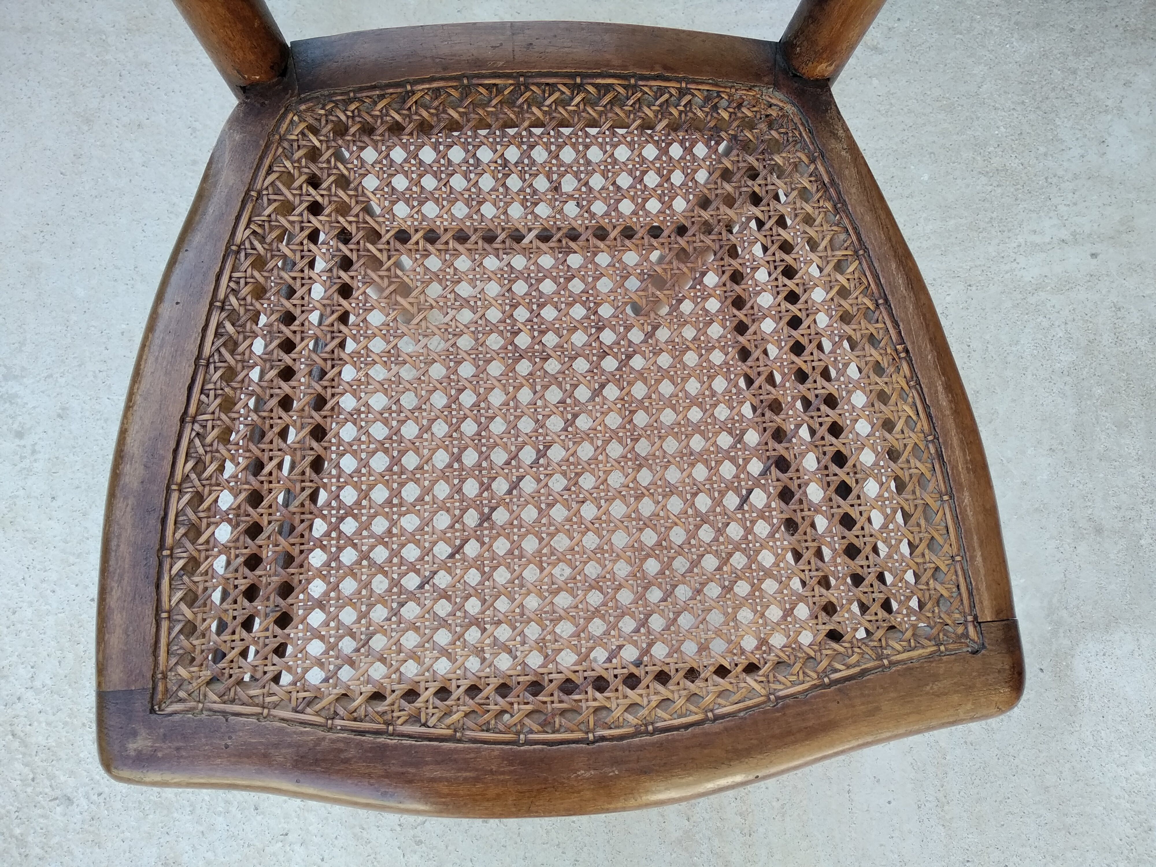 Set of 4 antique bistro chairs canned seats