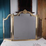 Pare-Feu Ancien en Laiton, Style Louis XV, L 83 cm / H 55 cm