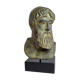 Bust of Poseidon in patinated plaster on wooden base