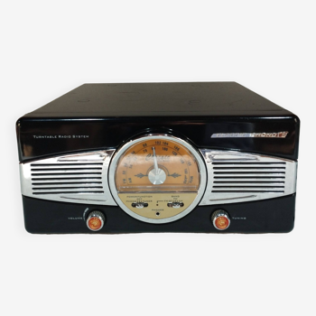 Tourne disque vinyle avec radio fm et haut-parleurs intégrés - style rétro années 50