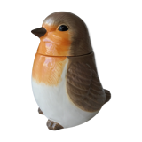 Covered jar jar jar in the shape of a bird