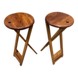 Pair of Adrian Reed Suzy folding stool seats in blond pine, 1970