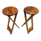 Pair of Adrian Reed Suzy folding stool seats in blond pine, 1970