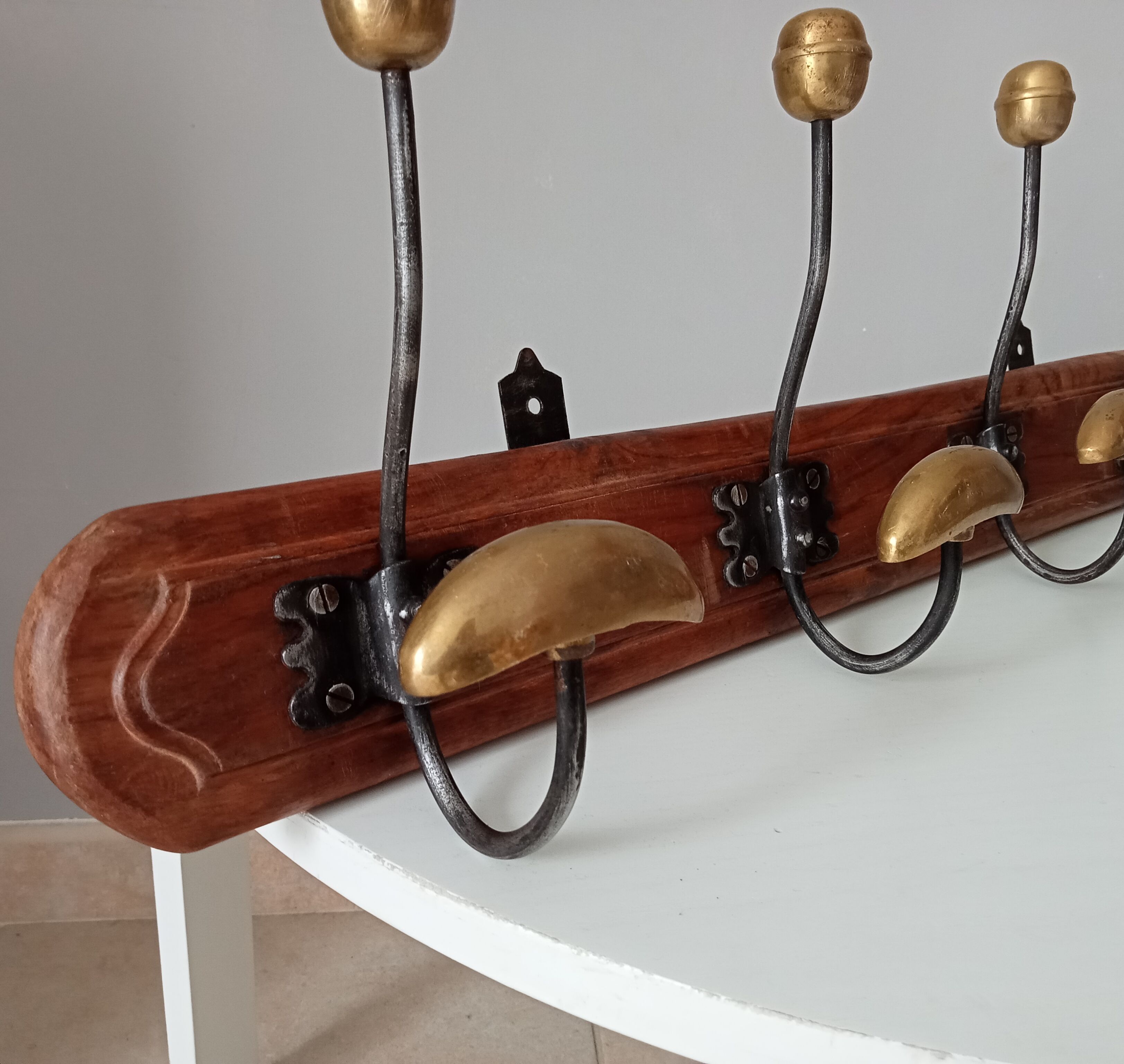 Old coat rack in solid brass