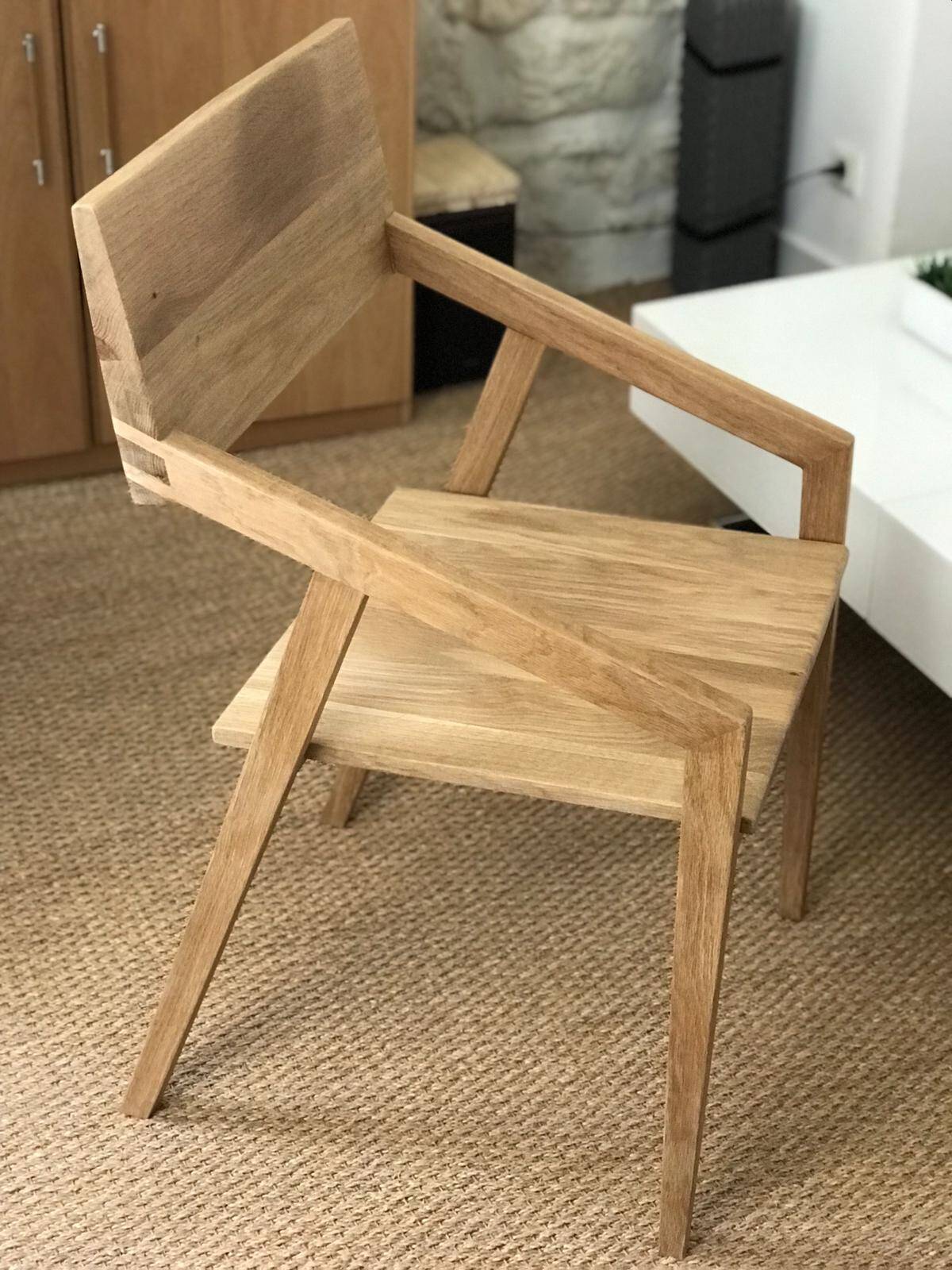 Set of 4 designer chairs in solid oak