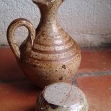 Carafe et verre en grès vintage