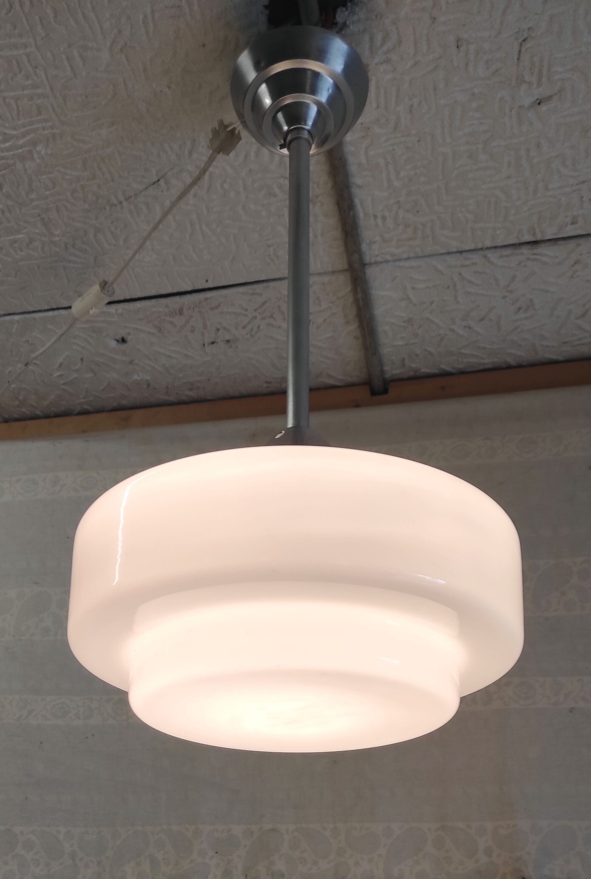 Art Deco opaline globe suspension XL - mid 20th century
