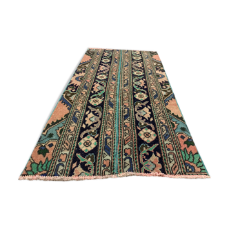 Distressed Turkish Rug 130x67 cm Vintage Shabby, Runner, Green, Brown Small