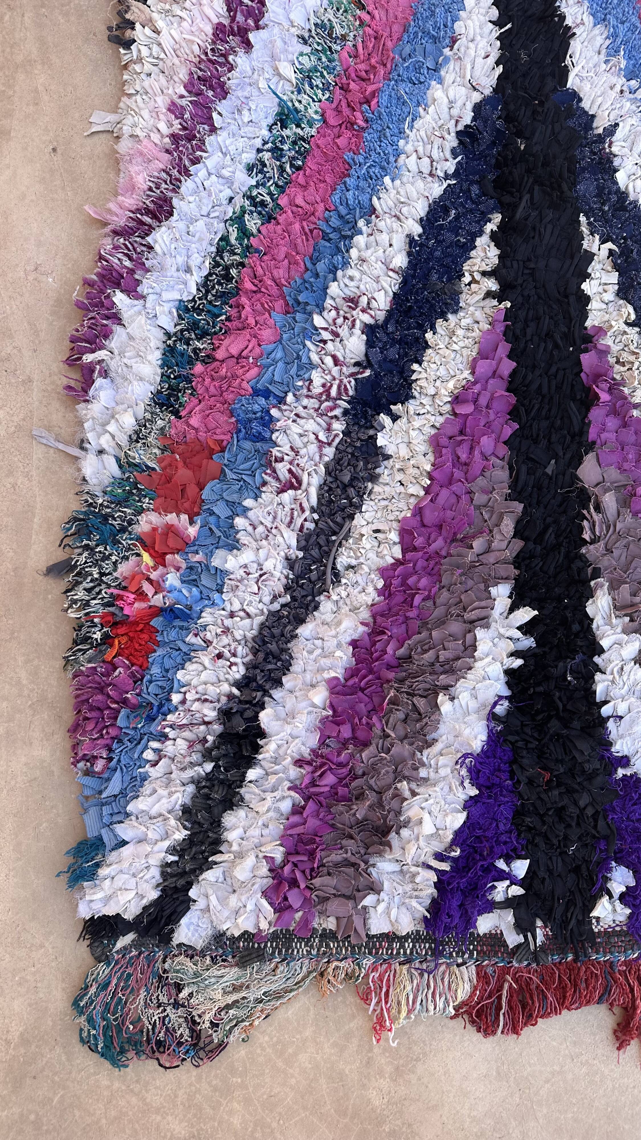 Moroccan carpet boucherouite colored - 94 x 202 cm