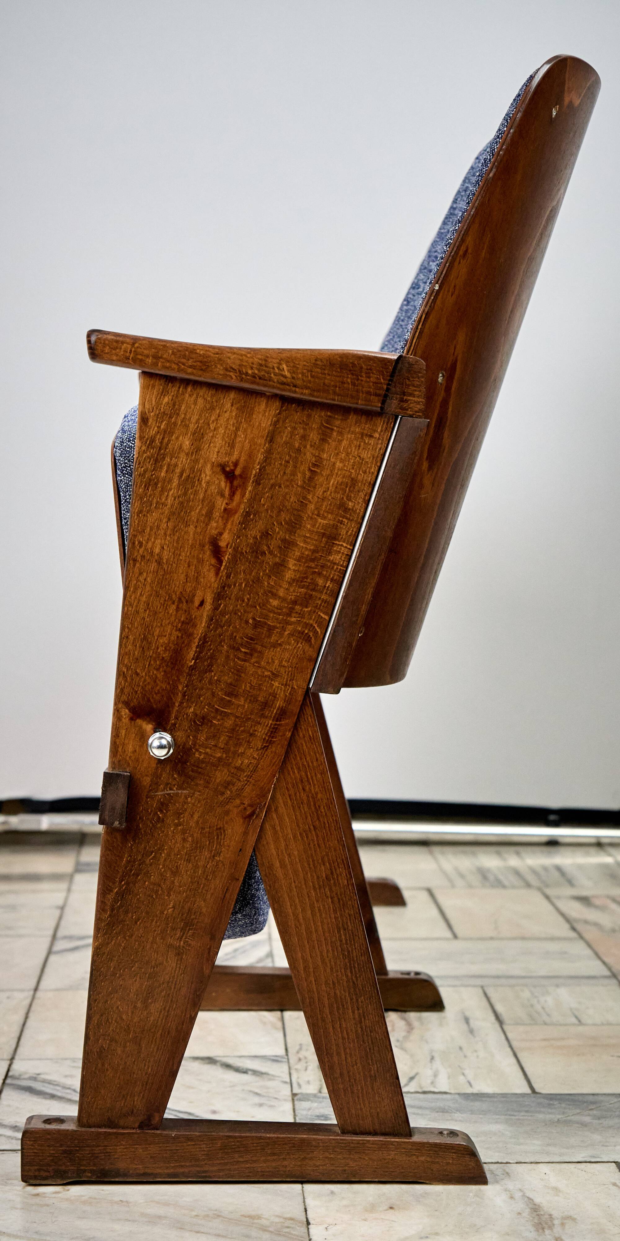 Vintage Blue Folding Cinema Chairs, 1970s Czechoslovakia