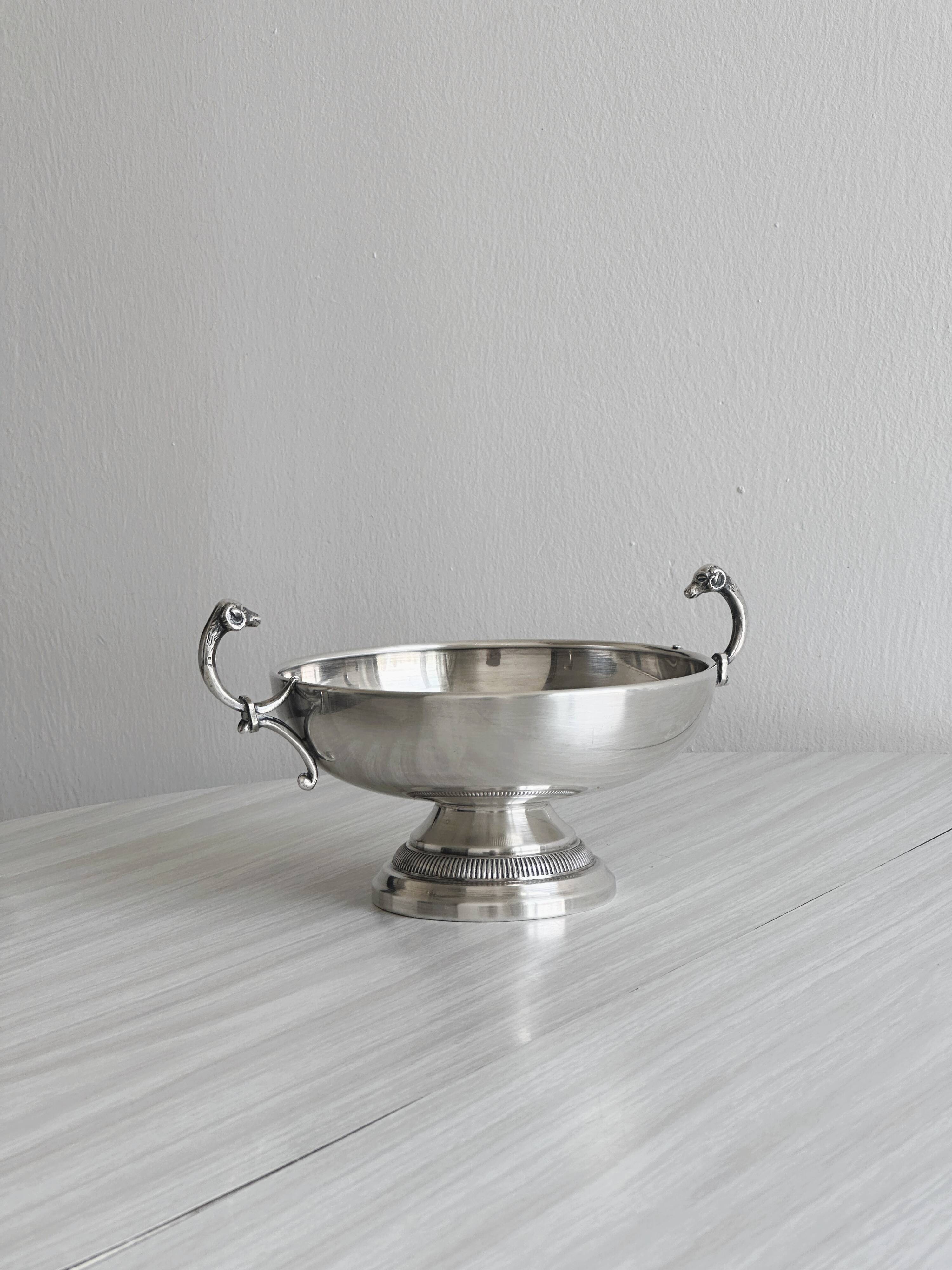 Silver-plated metal footed bowl