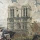 Ancient lithograph Notre-Dame de Paris signed Richard de la Broye