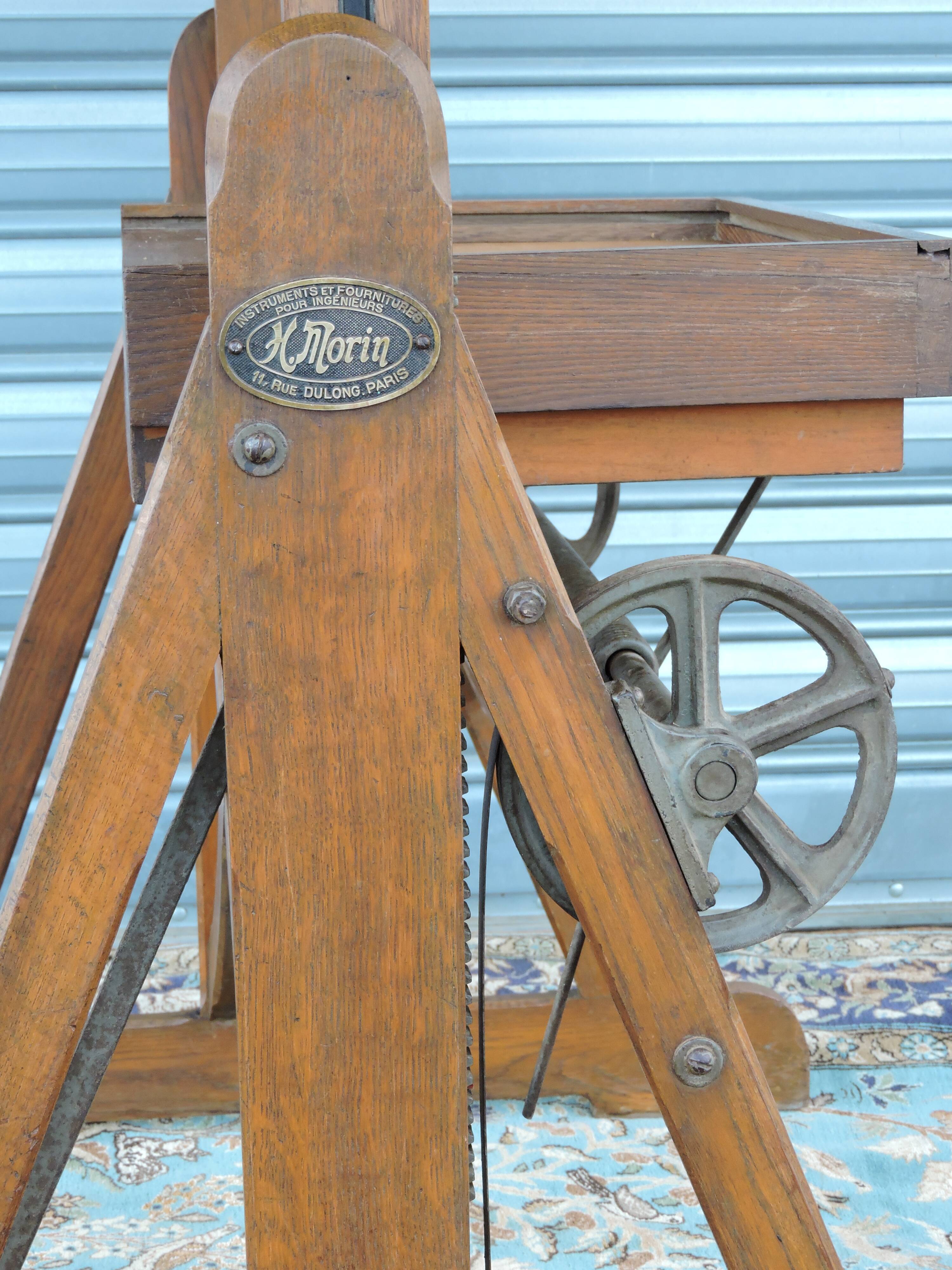 Architect's table has industrial adjustable design H Morin betting