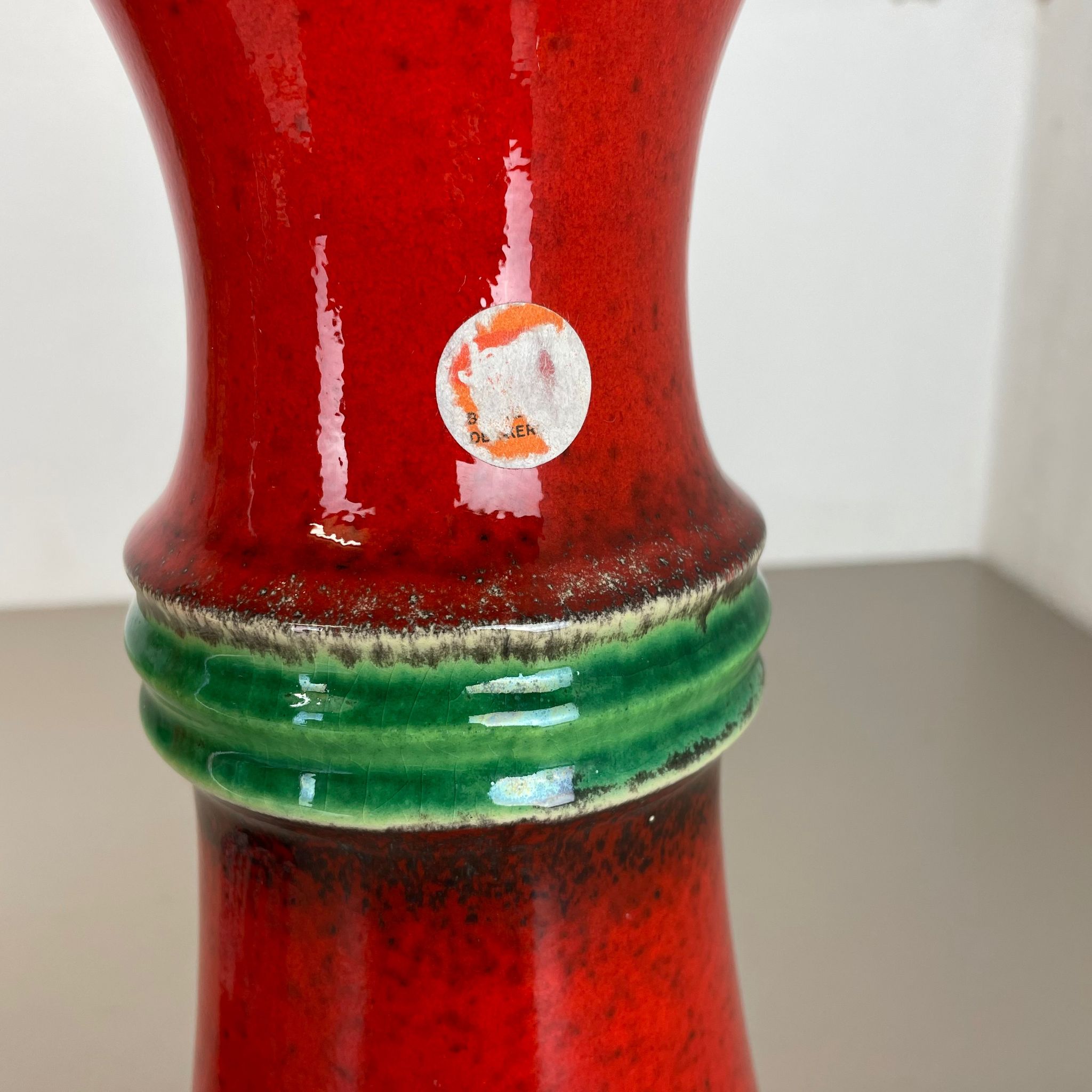 Set of 2 Multi-Color Fat Lava Op Art Pottery Vase Made by JASBA Ceramics Germany