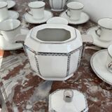 Coffee set, tea 1925, art deco, union céramique, uc, limoges, 8 cups, 8 subcups, teapot