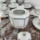 Coffee set, tea 1925, art deco, union céramique, uc, limoges, 8 cups, 8 subcups, teapot