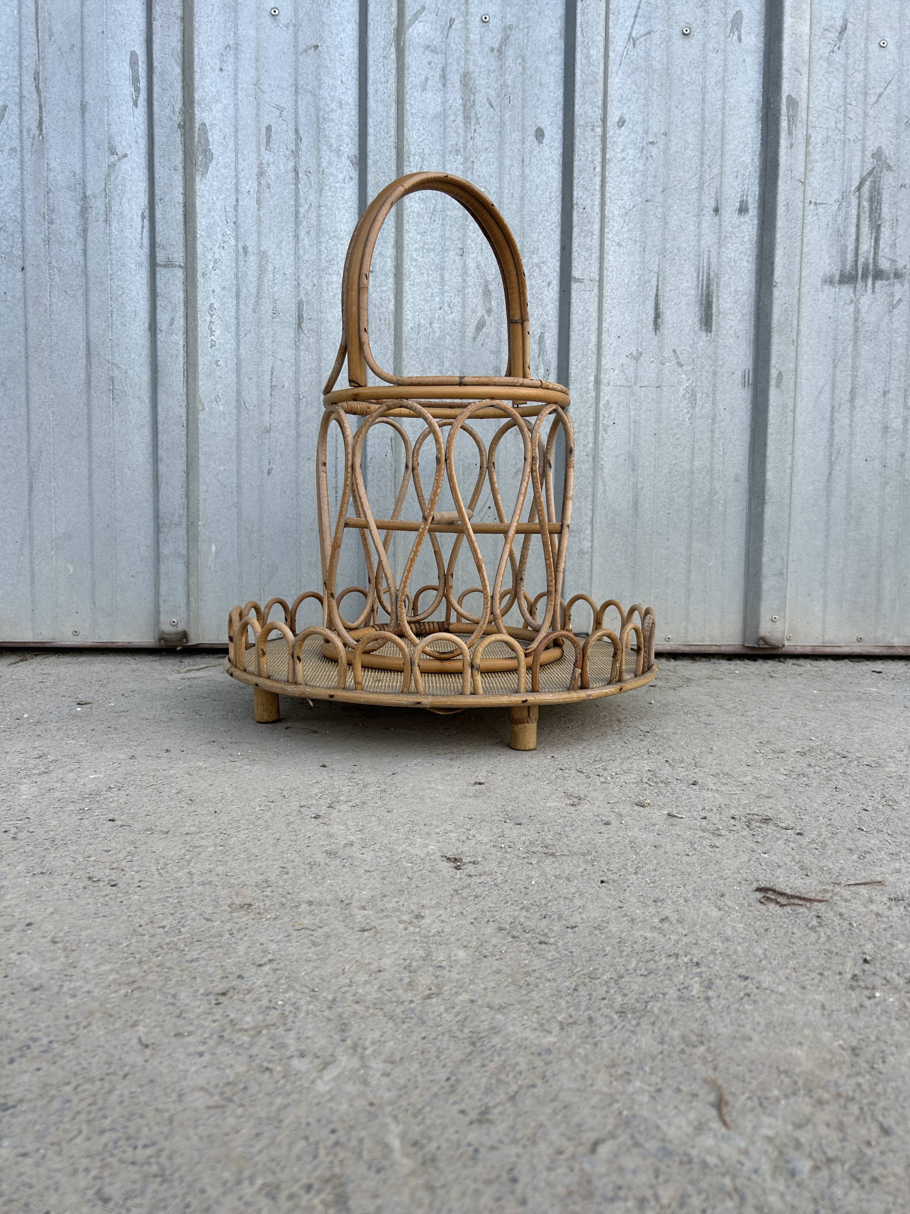 Rattan bottle holder, vintage server