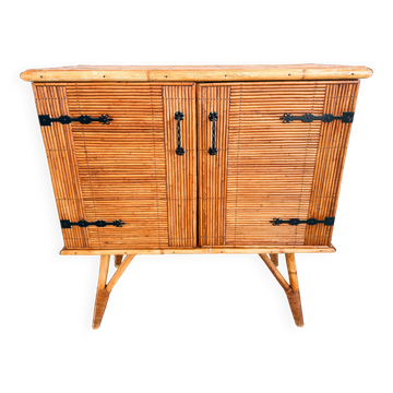 Buffet en demi jonc de rotin , années 60'