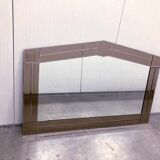 Large wall mirror in Art Deco style, facet-cut pink and clear glass