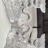 Pair of hand candlesticks/glassware from Portieux/Vallerysthal. In molded glass. Zoomorphic form of turtle carrying a griffin on its back.