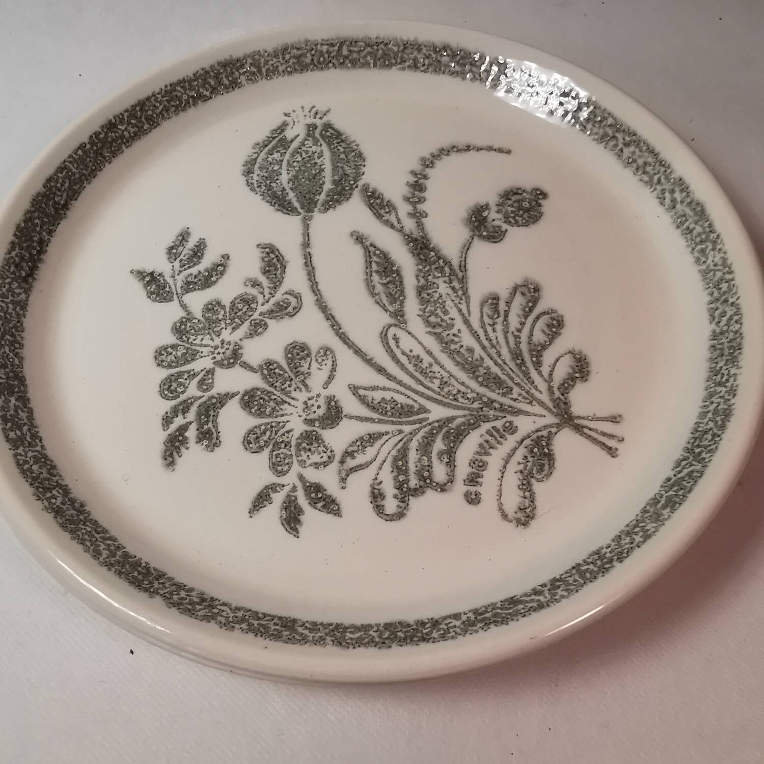 6 Ceramic Plates Vintage Botanical Floral Decor TBE