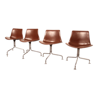 Set of 4 swivel desk or dining chairs,  model BO611 by Fabricius & Kastholm for BO-EX, DK, 1960