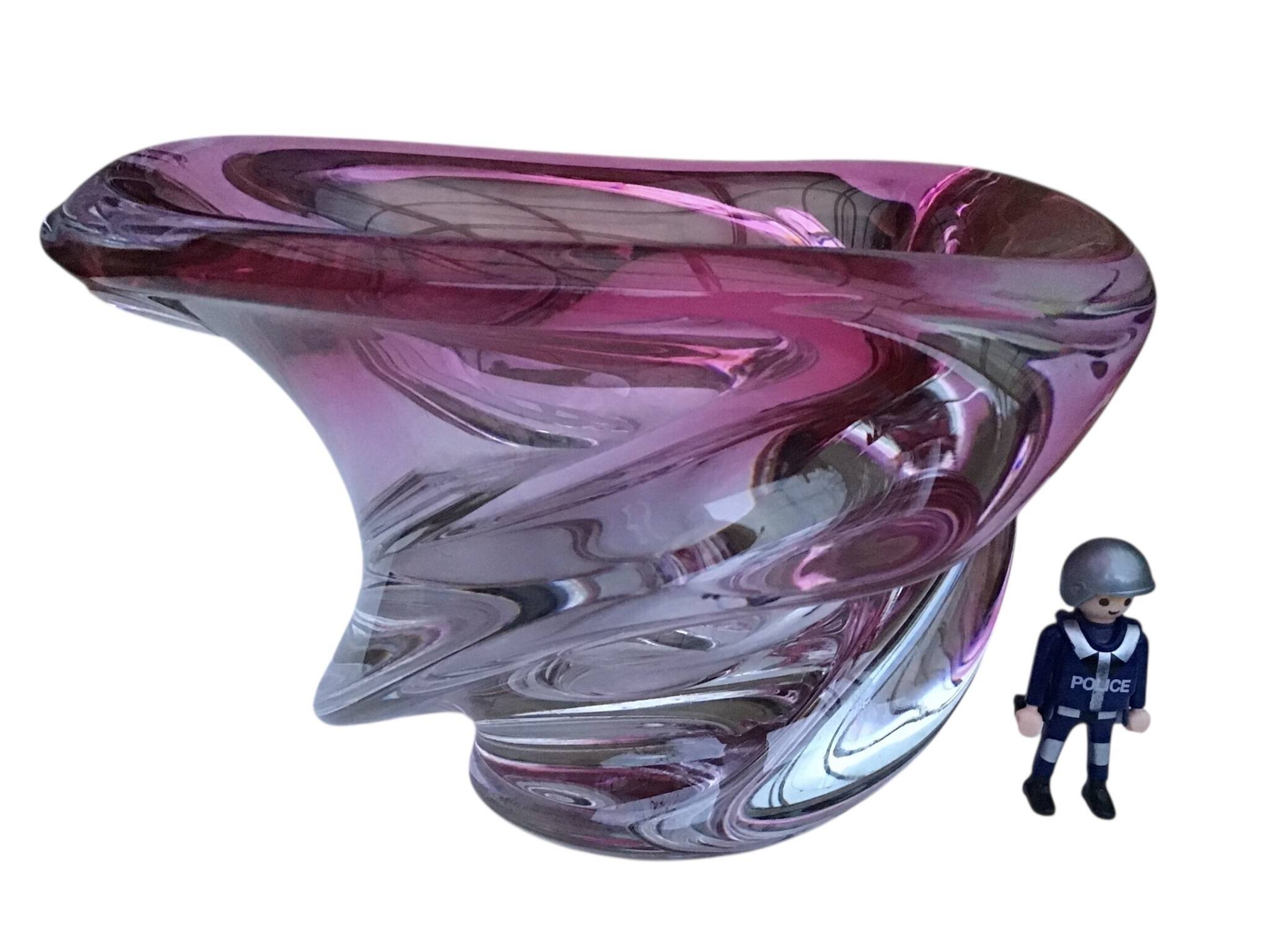 Vase Wave Val-Saint-Lambert ruby submerged design Delvenne 1950