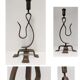 Brutalist candle holder wrought iron beaten patinated H. 37 cm
