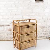 Wicker and rattan chest of drawers with 3 drawers