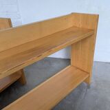 Lot of two Sornay beech shelves
