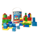 Old wooden construction game in its barrel - 178 colored cubes - heros