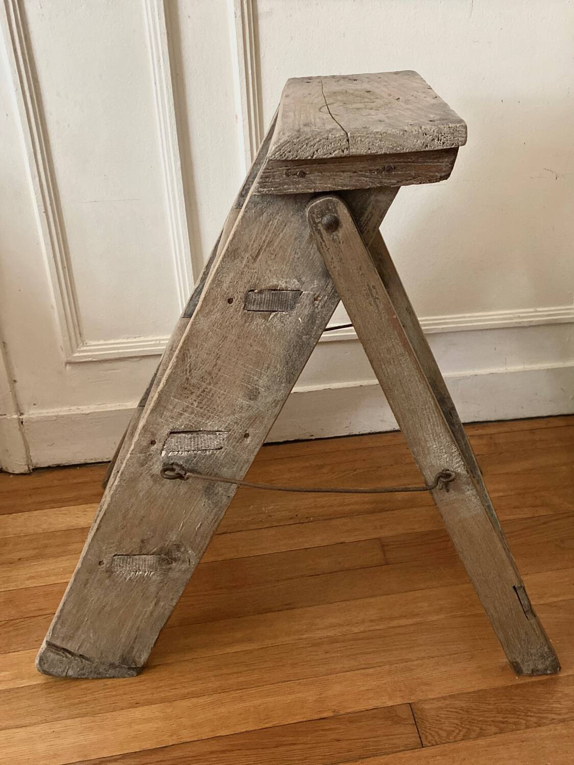 Antique wooden folding stepladder