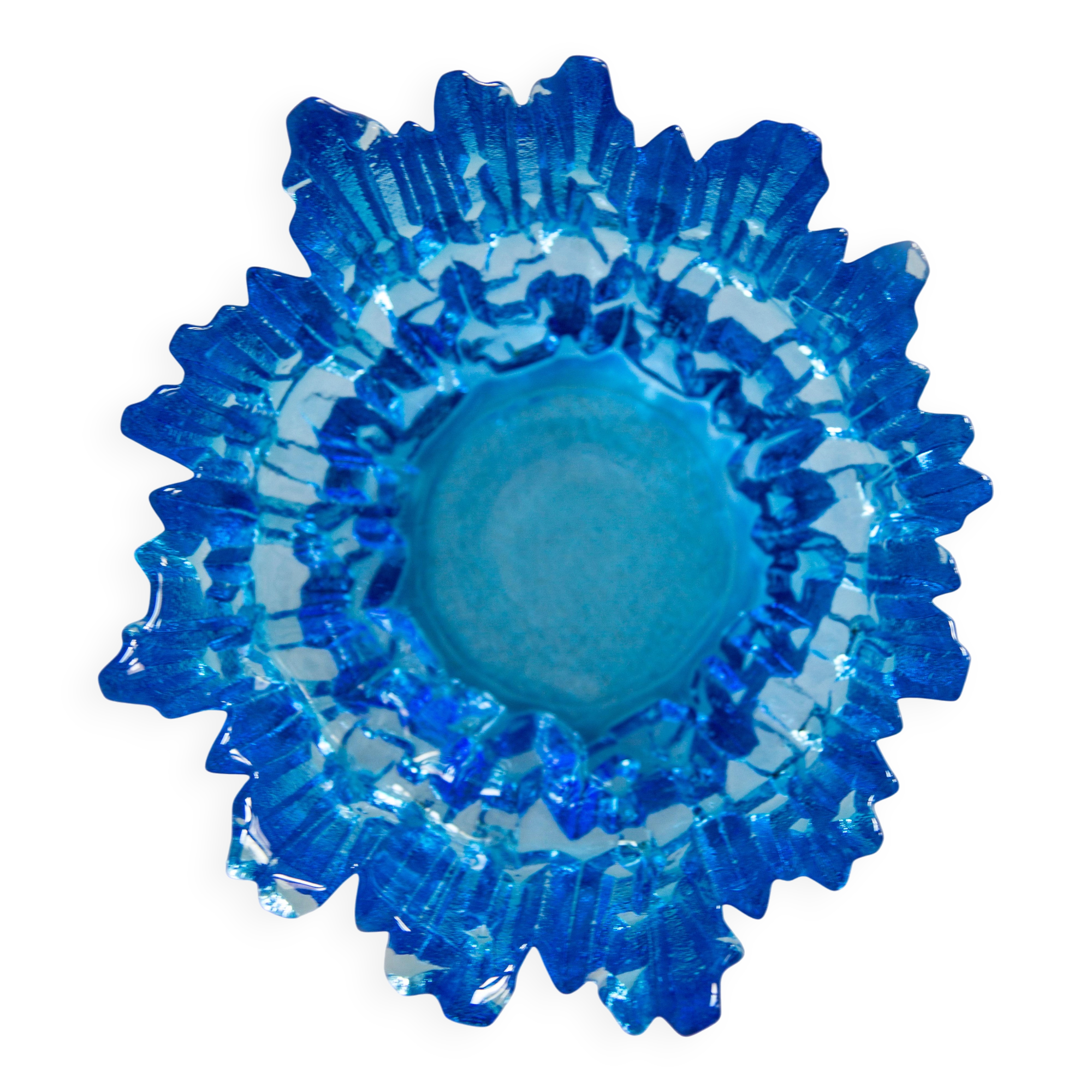 Vintage decorative plate in light blue glass, Italy, 1960s