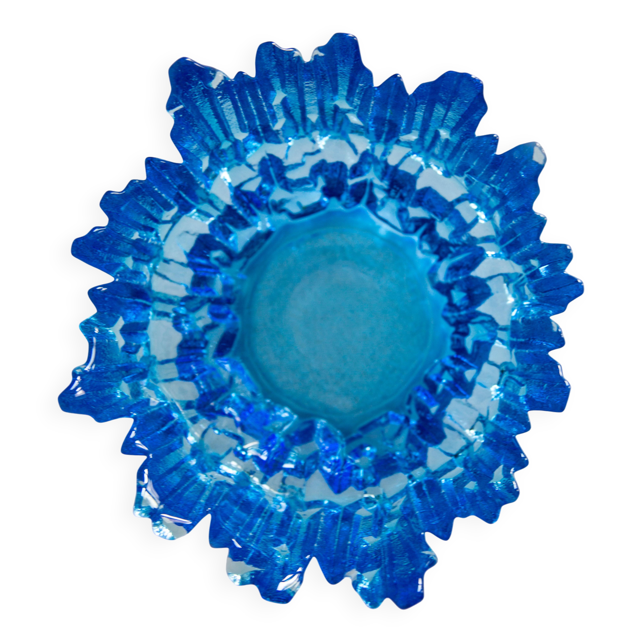 Vintage decorative plate in light blue glass, Italy, 1960s