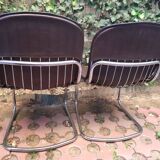 Gastone Rinaldi dining chairs covered with original cow leather, set of two, Italy, 1960s