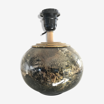 Pied de lampe boule en verre églomisé années 80