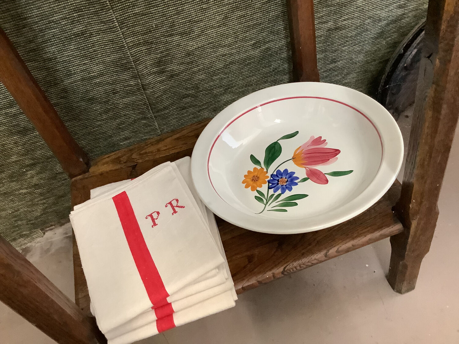 Old hollow dish made in France Digoin Sarreguemines