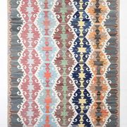 8x13 Geometric Style Kilim Rug, Turkish Vintage Kilim Rug, 253x370Cm