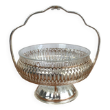 Vintage English Metal and Glass Sugar Bowl / Jam Bowl