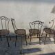 Série de 4 chaises de jardin en fer forgé
