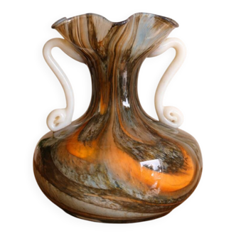 Italian marbled glass vase 70s
